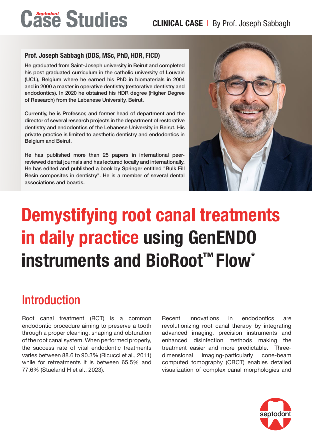 Démystifier les traitements de canal en pratique quotidienne à l’aide des instruments GenENDO et de BioRoot™ Flow* 1